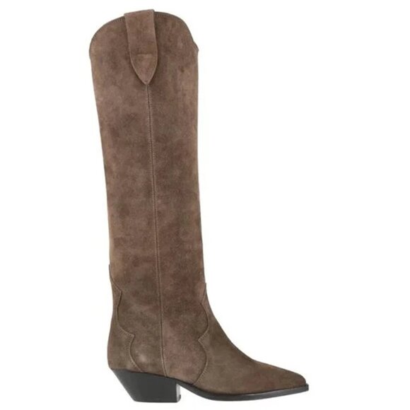 $1100 ISABEL MARANT DENVEE TALL KNEE BOOT SUEDE BROWN WESTERN CUBAN 35 (DC11) - Picture 1 of 8